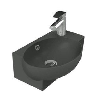 Bathroom Sink Small Corner Matte Black Ceramic Wall Mounted or Vessel Sink CeraStyle 001309-U-97